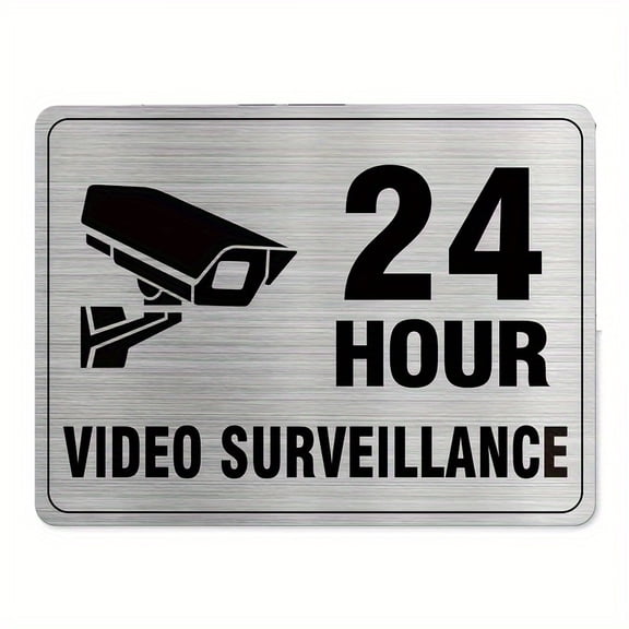 HELLOYOUNG Aluminum Metal Security Camera Sign Weatherproof Video Surveillance Alert 24H Protection for Home Office Retail Use