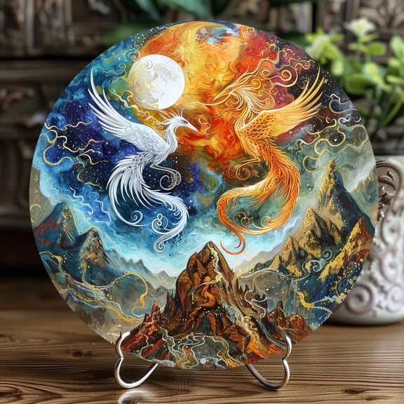 HELLOYOUNG Aluminum Phoenix Dragon Wall Art 2D Sign Weather-Resistant Metal Decor for Indoor Outdoor