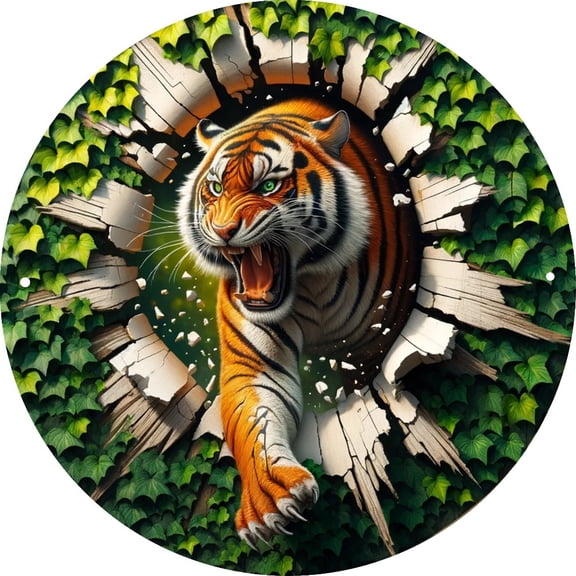 HELLOYOUNG Aluminum Tiger Art Sign 3D Visual 1-Pack - Durable Metal Wall Decor for Bedroom Office Living Room