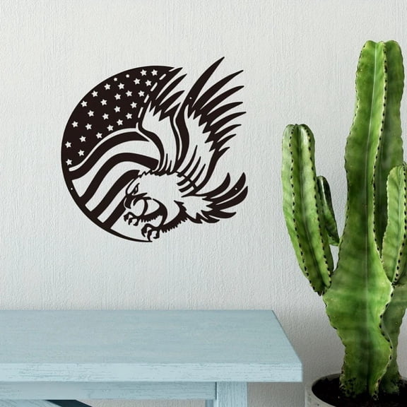HELLOYOUNG American Eagle Metal Wall Art Outdoor Garden Decor Sculpture, Patriotic Home Decor Gift for Independence Day, Rustic Yard and Patio Ornament