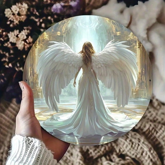 HELLOYOUNG Angel Wings Metal Wall Art 8x8 Inch Rustproof Indoor Outdoor Decor Vintage Sign Home Garden Patio Wall Decor