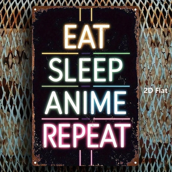 HELLOYOUNG Anime Wall Decor Metal Poster Neon Lights Effect Manga Plaques & Signs for Living Room Gaming Room Retro Plaque