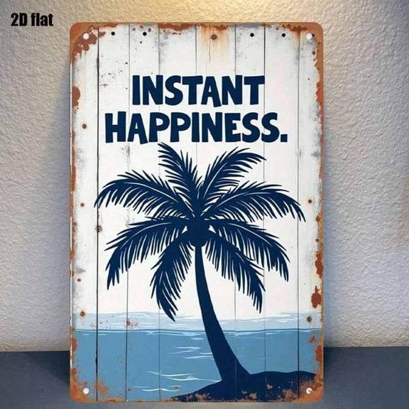 HELLOYOUNG Anthropologie Style Metal Tin Sign Rustic Tropical Beach Palm Tree Wall Decor for Outdoor Garden Bar Garage Bedroom Coastal 1pc