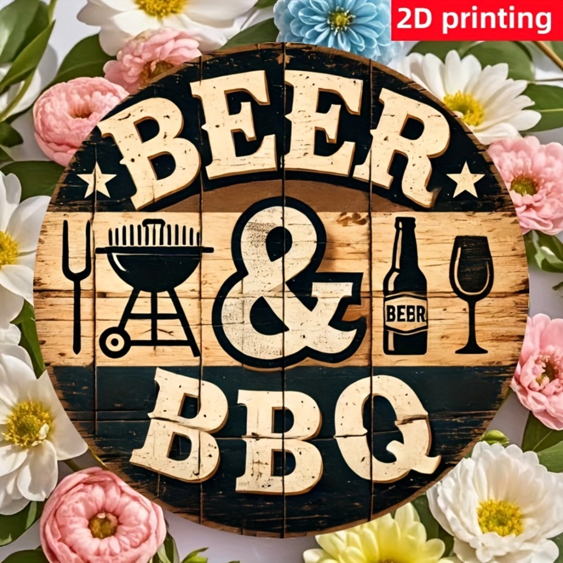 HELLOYOUNG Antique Beer Wall Sign 2D Metal Plaque, Aluminum Round ...