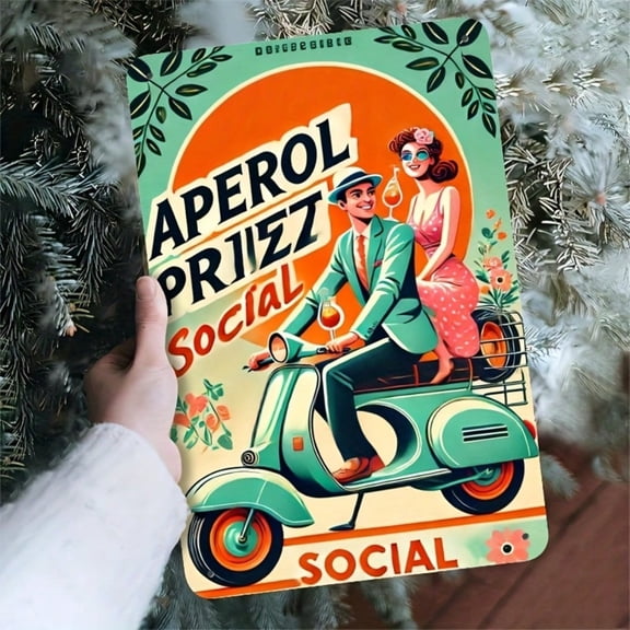 HELLOYOUNG Aperol Spritz Metal Iron Sign Vintage Wall Art, 7.8x11.8 Inch Retro Home Bar Kitchen Restaurant Decoration, Rustproof Unique Gift