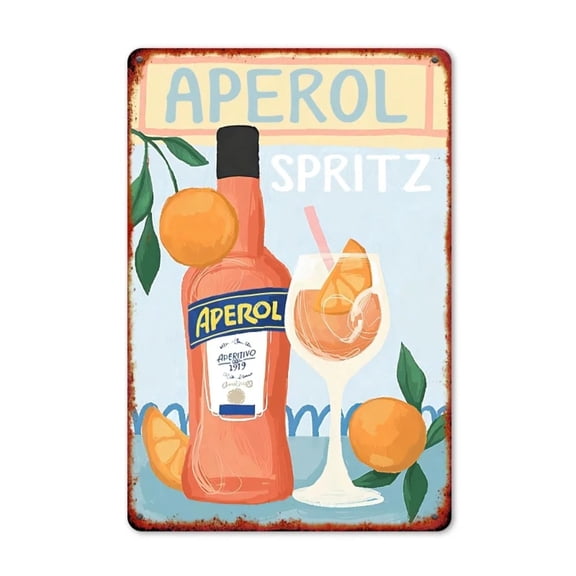 HELLOYOUNG Aperol Vintage Metal Tin Sign Retro Cocktail Wall Art Frameless Iron Bar Decor Gift for Home