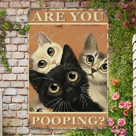 HELLOYOUNG 'Are You Pooping?' Funny Metal Sign 8x12 Inch Rustic Tin Poster, Humorous Bathroom Wall Decor for Toilet, Novelty Gift