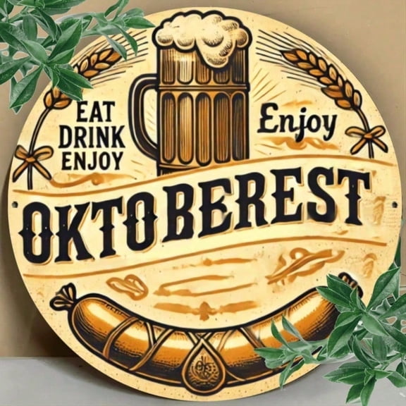 HELLOYOUNG Bavarian Beer 8x8 Rustic Metal Sign Vintage Tin Wall Art Oktoberfest Bar Decor Man Cave Gift