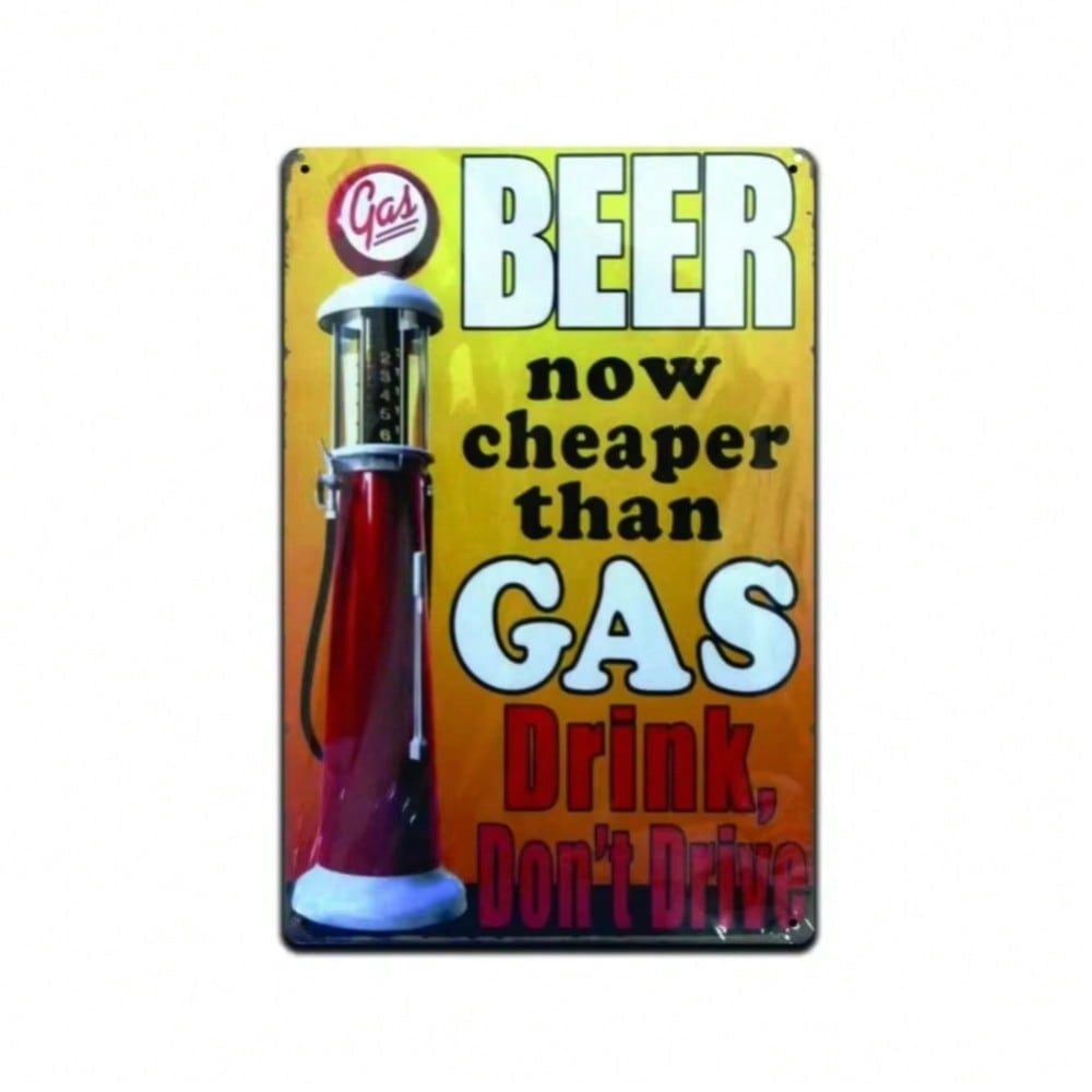 HELLOYOUNG Beer Cheaper Than Gas Retro Metal Sign, Nostalgic Wall Decor ...