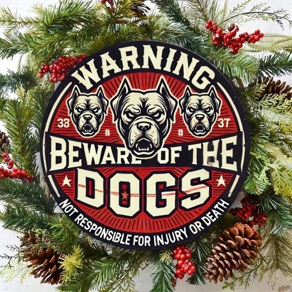 HELLOYOUNG Beware of Dog Metal Sign 8x8 Inch Reflective Warning Decor for Yard, High Visibility Not Responsible for Injury Notice, Durable Rustproof Aluminum