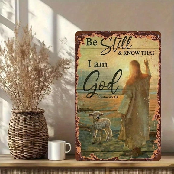 HELLOYOUNG Bible Verse Metal Wall Decor, 8x12 Inch Christian Religious Sign, Inspirational Gift For Living Room Bedroom Office, Rustic Home Decoration Plaques & Signs