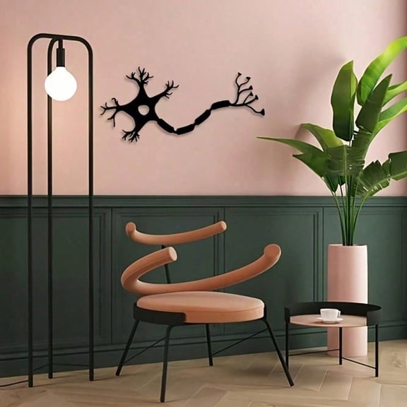 HELLOYOUNG Biology Wall Art Iron Decor - Modern Minimalist Neuron Sculpture, Black Iron Dendrite Axon Artwork for Home Office Nursery Decor, Waterproof Rust-Proof Easy Install Holiday Birthday Gift