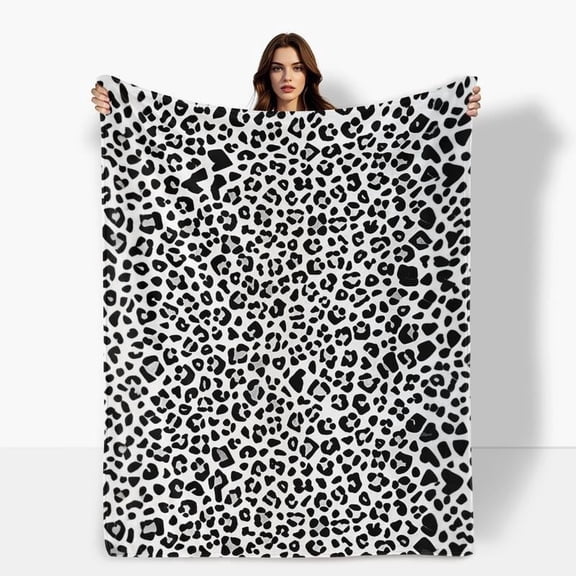 HELLOYOUNG Black Leopard Print Blanket Ultra Soft Plush Throw Cozy Fleece Blankets for Bed Couch Home Decor Gifts for Men Women
