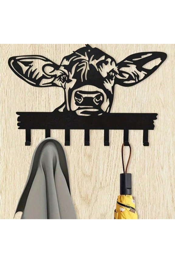 Black Metal Animal Hooks Custom Name & Date Modern Farmhouse Entryway Organizer for Coats Bags Keys Metal Keychain