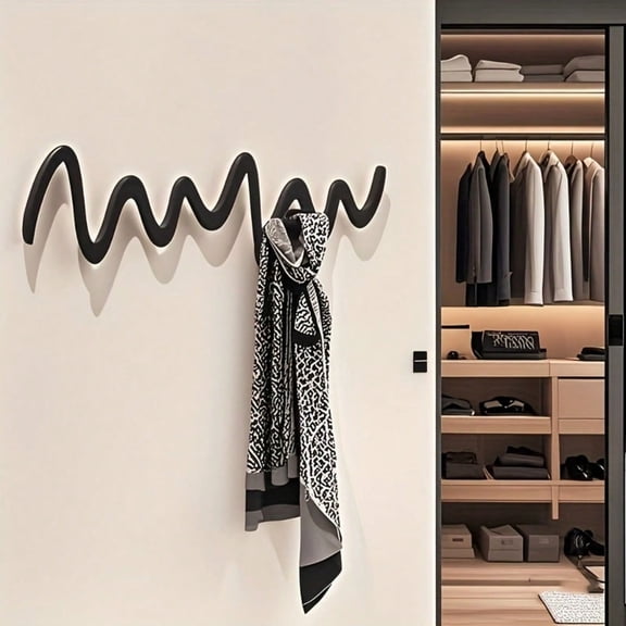 HELLOYOUNG Black Metal Arc Wall Hook Set - Heavy Duty Coat & Bag Hanger for Entryway, Hallway, Bathroom - Space Saving Rustproof Hall Tree Hook for Kitchen Modern Decor Gift for Housewarmin