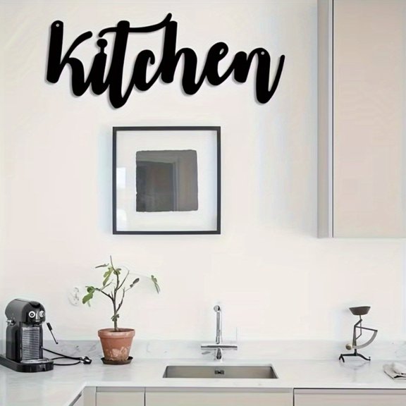 HELLOYOUNG Black Metal Kitchen Word Wall Sign Wall Decals & Stickers Cursive Script Iron Wall Sculpture, Farmhouse Dining Room Hanging Decor, Rustic Home Kitchen Art Gift