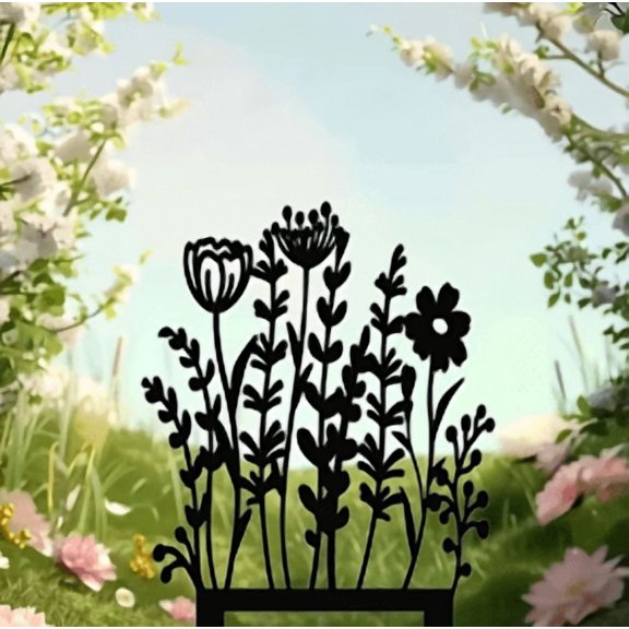 HELLOYOUNG Black Rustic Metal Garden Stakes Weather-Resistant Vintage Outdoor Lawn & Flower Bed Decor Unique Yard Art for Patio Garden Decorative Stakes Landscaping & Modern Homes