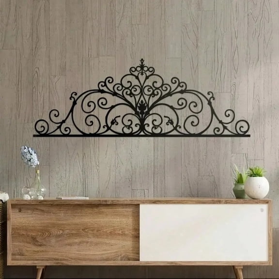 HELLOYOUNG Bohemian Cut Flower Themed Wall Hanging Metal Wall Art 2-Pack 39in Laser Cut Floral Scroll Vintage Hanging Decor for Living Room Bedroom Indoor Outdoor Gift