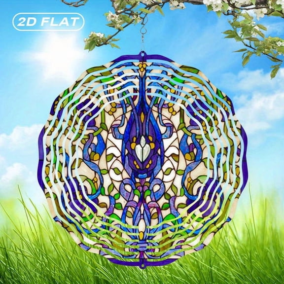 HELLOYOUNG Bohemian Metal Iris Flower Wind Spinner Suncatcher Vibrant Stained Glass Wall Art Weather-Resistant Outdoor Garden Decor for Yard Patio Perfect Holiday Gift Outdoor Decoration
