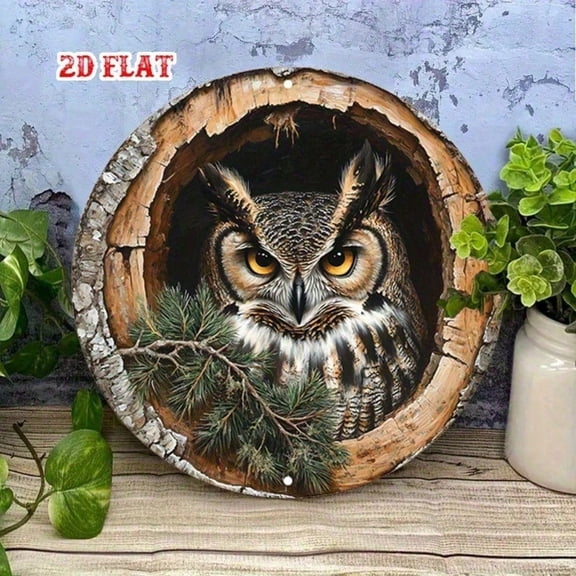 HELLOYOUNG Bohemian Metal Wall Art Rustic Owl Tree Hollow Sign Vintage Farmhouse Decor for Indoor Outdoor Living Room Bedroom Porch