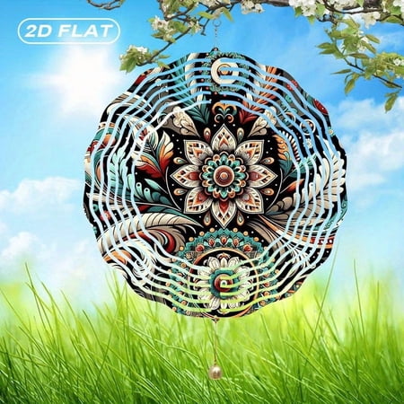 HELLOYOUNG Bohemian Metallic Flower Mandala Wind Chime with Bells, 10-Inch 2D Flat Wall Hanging for Indoor Outdoor Garden Patio, Bright Colors Complex Design Home Decor price history and forecast - HelloYoung