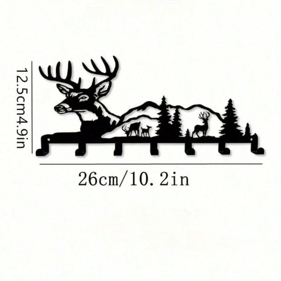 HELLOYOUNG Boho Deer Key Holder Wall Hanging, 5 Hooks Entryway Organizer, Rustic Woodland Wall Art Decor for Farmhouse Cabin Entry