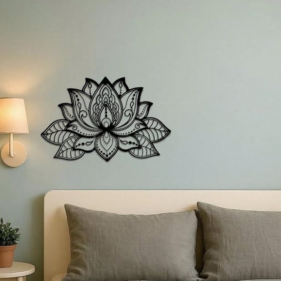 HELLOYOUNG Boho Mandala Metal Wall Art Lotus Zen Decor for Living Room Xmas Halloween Gift