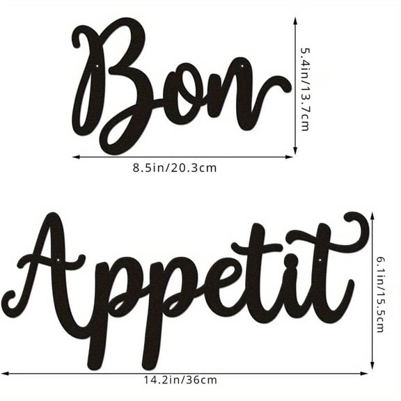 HELLOYOUNG Bon Appetit Metal Wall Art, Farmhouse Kitchen Wall Decor, Rustic Dining Room Sign, Bedroom Hanging Decor, Durable Iron Wall Art for Home