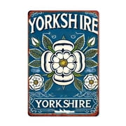 HELLOYOUNG British Yorkshire Rose Metal Wall Sign Vintage Iron Floral Art Decor for Home Kitchen Housewarming Gift