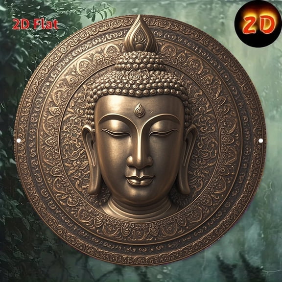 HELLOYOUNG Buddha Wall Art 8 Inch Round Aluminum Mandala Meditation Decor for Home Temple Yoga Room Spiritual Gift Festival Decor Wall Decor
