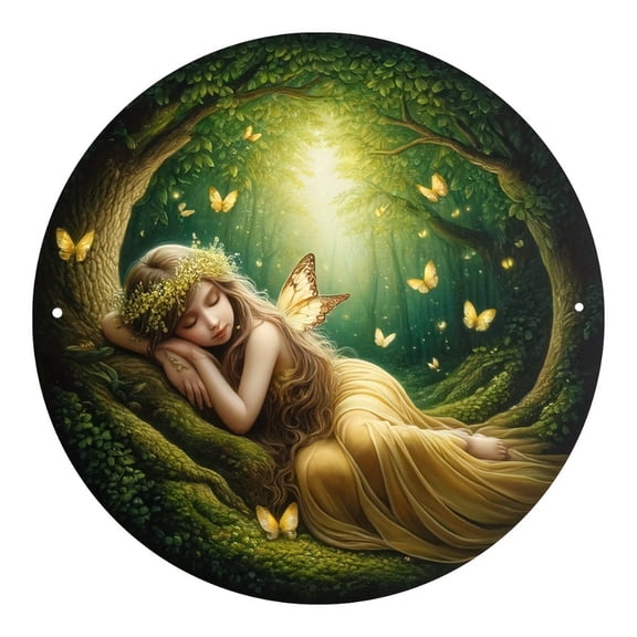 HELLOYOUNG Butterfly Fairy Themed Aluminum Wall Art  Creates a Magical Forest Scene for Home Decoration