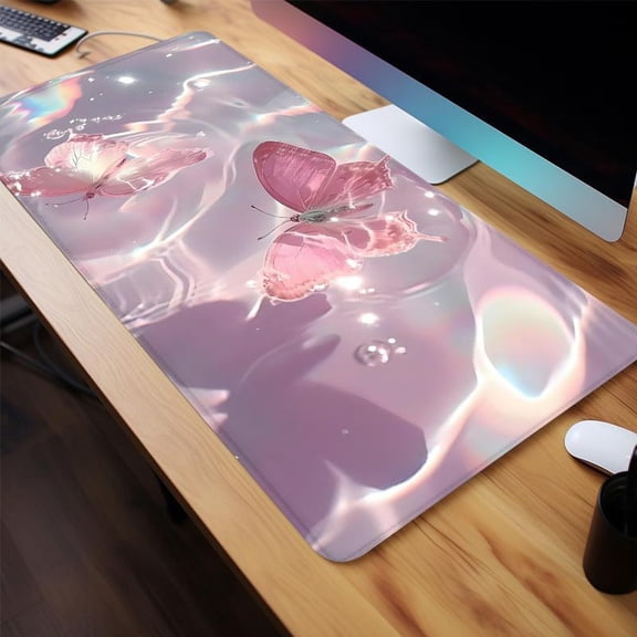 HELLOYOUNG Butterfly Pattern Large Gaming Mouse Pad, Non-Slip Rubber Base Desk Mat for Laptop & Desktop, Office Accessory, Halloween Christmas Gift