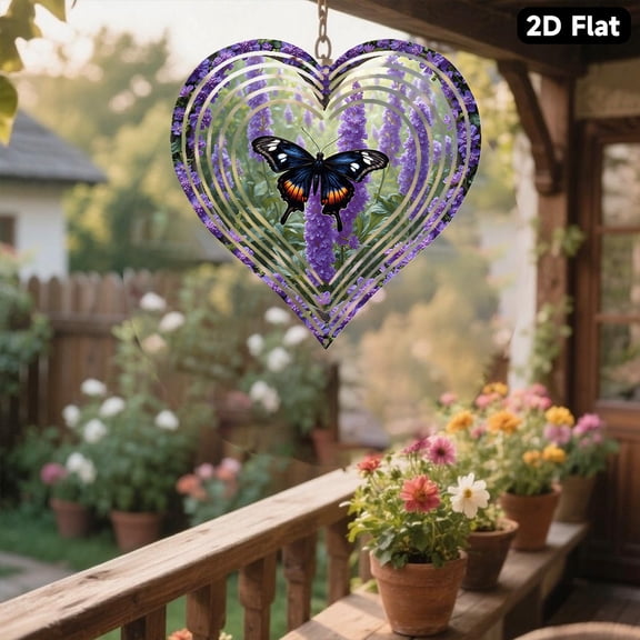 HELLOYOUNG Butterfly Wind Chimes for Outside, Wrought Iron Wind Spinner, Soothing Sounds Hanging Decor for Garden Patio Porch, 2D Bohemian Ornament, Unique Mothers Day Gift
