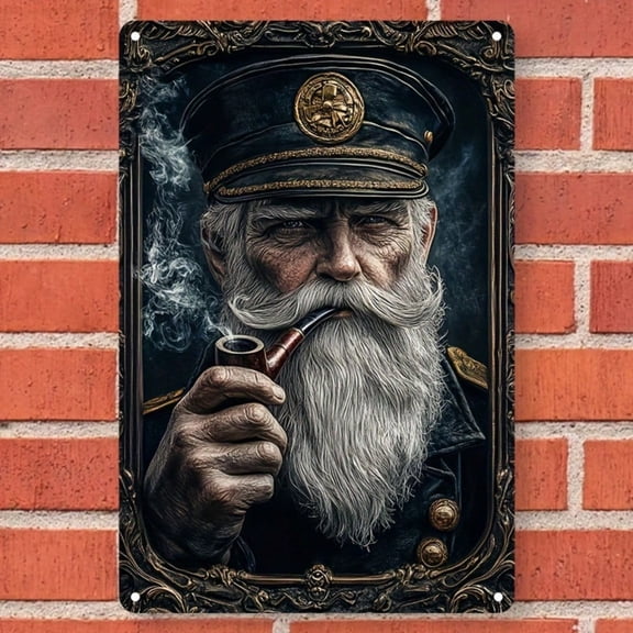 HELLOYOUNG Captain Nautical Wall Sign Metal 2D Art Retro Classic Home Decor for Bar Restaurant Farmhouse Kitchen Living Room Door Hanging 7 Inch