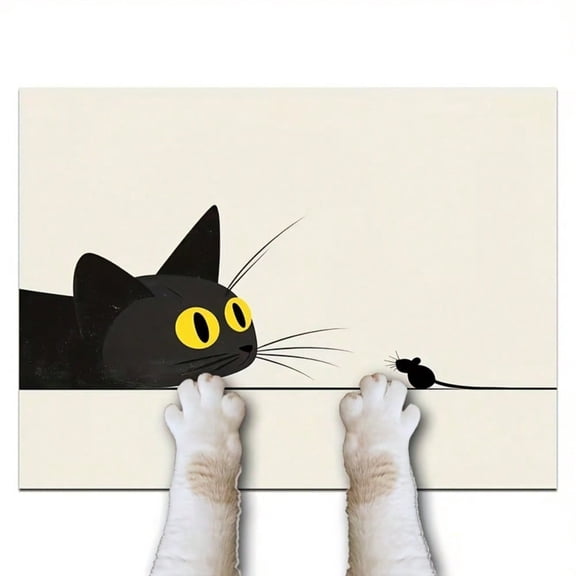 HELLOYOUNG Cat Feeding Mat Non Slip Muddy Buddy Door Mat, Easy Clean Washable Absorbent Rug for Messy Floors, Durable Indoor Entryway Carpet for Cat Lovers
