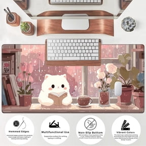 HELLOYOUNG Cat Reading Mouse Pad Non Slip Rubber Base Washable Desk Mat Comfortable for Study Bedroom Office Table Halloween Christmas New Year Gift