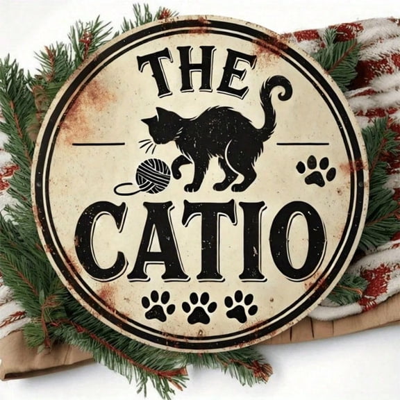 HELLOYOUNG Cat Wall Art Hanging Sign Unique Rustic Home Decor Tin Sign 8x8 Inch Metal Poster for Kitchen Living Room Bedroom Bathroom Outdoor Cat Lovers Gift