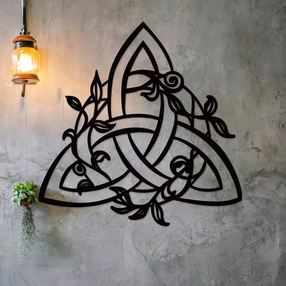 HELLOYOUNG Celtic Knot Metal Wall Art Floral Iron Decor Vintage Hanging Sign for Home Living Room, Rustic Indoor Outdoor Ornament