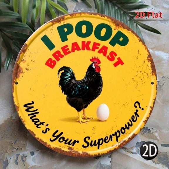 HELLOYOUNG Chicken Poop Sign Vintage Metal Wall Decor for Farmhouse Kitchen, Rustic Garden Cafe Bar Man Cave, Funny Outdoor Hanging Plaque