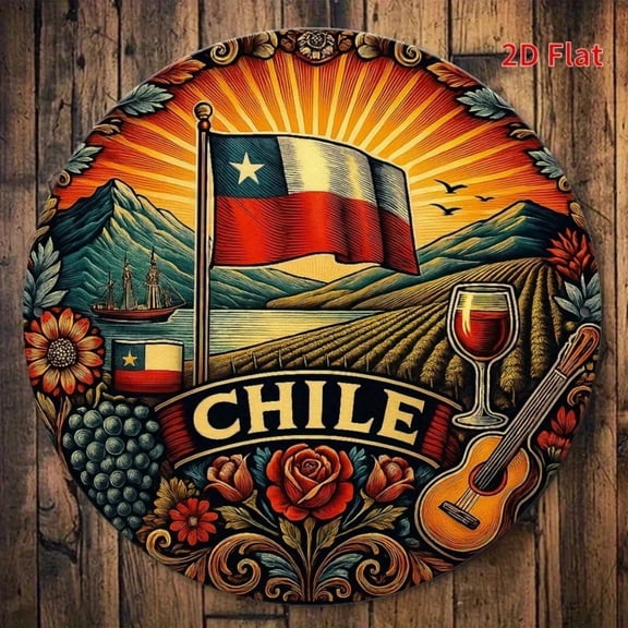 HELLOYOUNG Chilean 2D Flat Iron Plate Wall Art, South American Metal Logo Sign, Rustic Bar Cafe Man Cave Decor, Unique Gift 28x14in