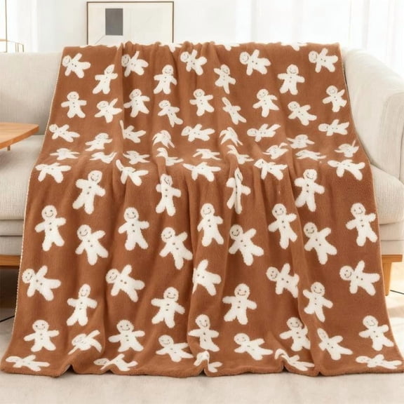 HELLOYOUNG 60x80in Christmas Blankets for Adults Soft Gingerbread Throw Blankets Flannel Fleece, Cozy Gifts for Women Men Christmas