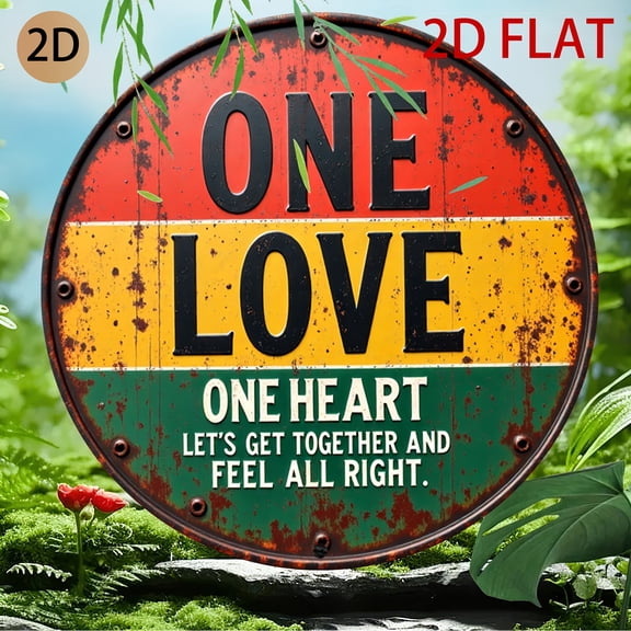 HELLOYOUNG Circular Rusty Metal Sign Retro Reggae Wall Art Inspirational Quote Decor for Home Bar Lounge 2D Flat Plaques & Signs