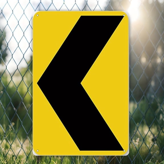 HELLOYOUNG Classic Chevron Left Tin Sign 3M High Intensity Reflective Metal Sign 8x12 Inch Unframed Traffic Control Safety for Road Construction