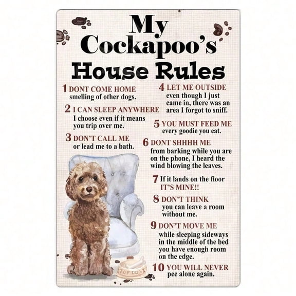 HELLOYOUNG Cockapoo Vintage Metal Sign 8x12 Inch, Country Dog Wall Art For Home Bedroom Living Room, Funny Pet Owner Gift Aluminum Signs Decorative Plaques