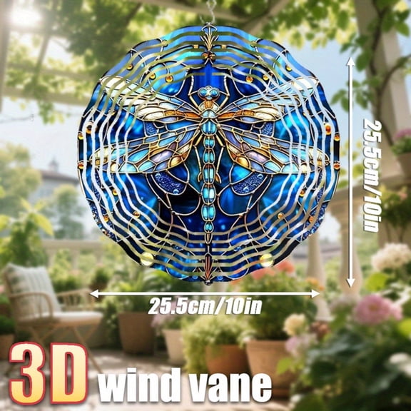 HELLOYOUNG Colorful Dragonfly Wind Spinner  25.5cm 360 Rotating Metal Art Hook for Outdoor Garden Decor  Iron  Sun Catcher Color Atmosphere Pendant