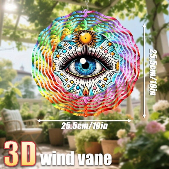 HELLOYOUNG Colorful Eye Sun Rainbow Pattern Wind Spinner, 10in X 10in 360 Rotating Hook, Whimsical Outdoor Decor for Garden Patio, Mood Boosting Rainbow Style