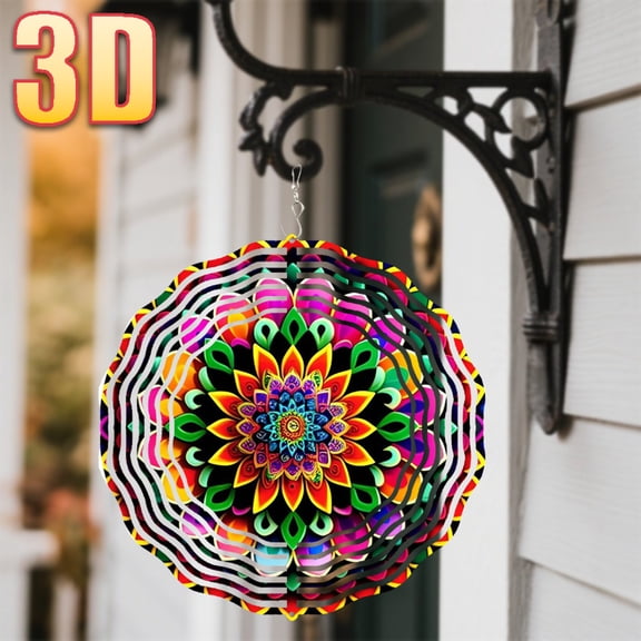 HELLOYOUNG Colorful Mandala Art Wall Hanging, 10 Inch Handmade 3D Decorative Ornament with 360 Swivel Hook for Home Decor, Indoor Outdoor Room Party Decoration, Lightweight Canvas Design for Art Lov
