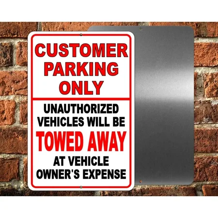HELLOYOUNG Customer Parking Only Sign Unauthorized Vehicles Will Be Towed, 12x18 Inch Rustproof Metal for Business Lot, Fade Resistant