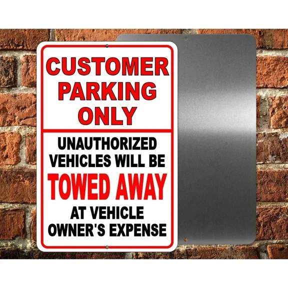 HELLOYOUNG Customer Parking Only Sign Unauthorized Vehicles Will Be Towed, 12x18 Inch Rustproof Metal for Business Lot, Fade Resistant