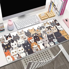 HELLOYOUNG Cute Cartoon Cat Gaming Mouse Pad Waterproof Smooth Cloth Surface Rectangle Non-Slip Rubber Base Desk Mat for Gamer Office Home, Halloween Christmas New Year Gift